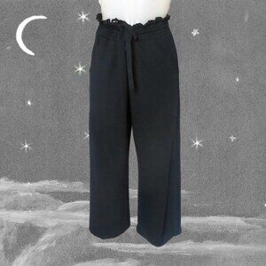 Black Cropped Summer Pants, High Rise Low Rise OSFM, Loose Baggy Knit, POCKETS!